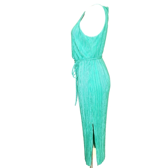 New York & Company Green Mirco Pleated Midi Dress - Picture 8 of 15
